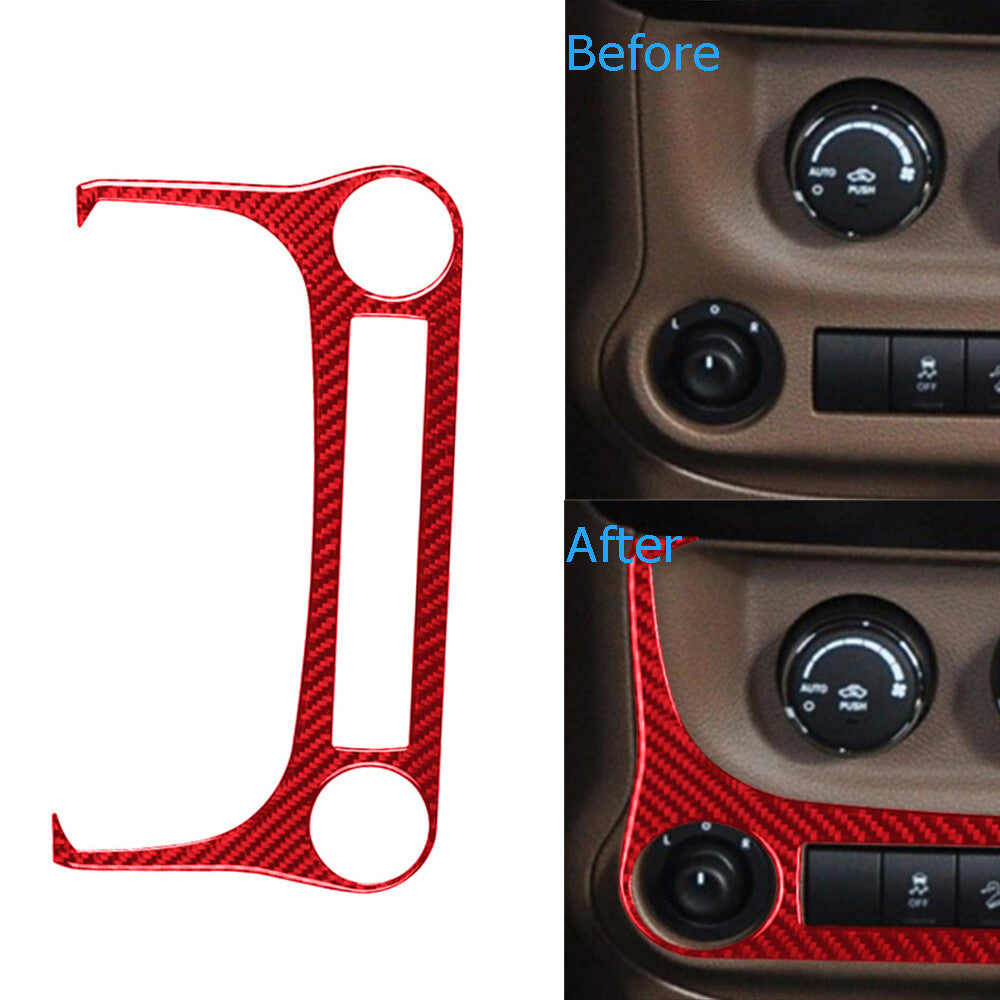 Red Carbon Fiber Steering Wheel Button Cover Type C For Sonic 2012-16 v