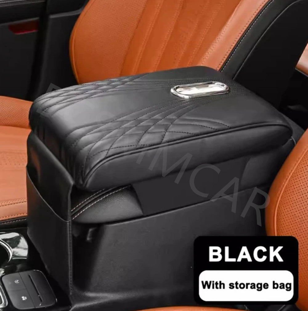 Car Accessories PU Armrest Cushion Cover Center Console Box Pad Protector Black