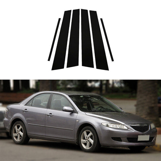 Piano Black Pillar Post Door Window Molding Strip Trim for Mazda 6 Sedan 2003-07