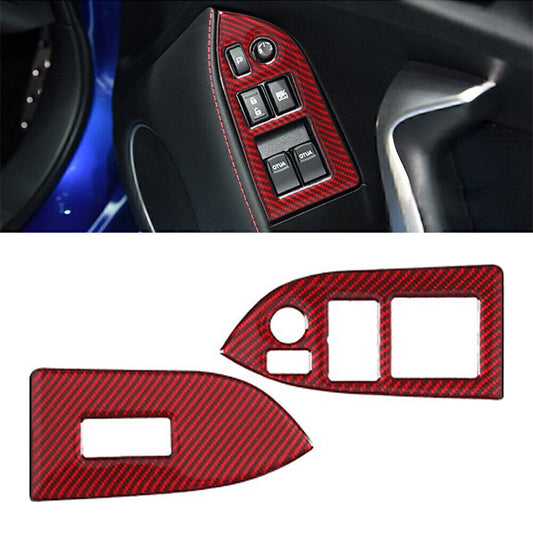 Red Carbon Fiber Interior Window Switch Button Trim Fit for Subaru BRZ for Toyota 86 RHD Q