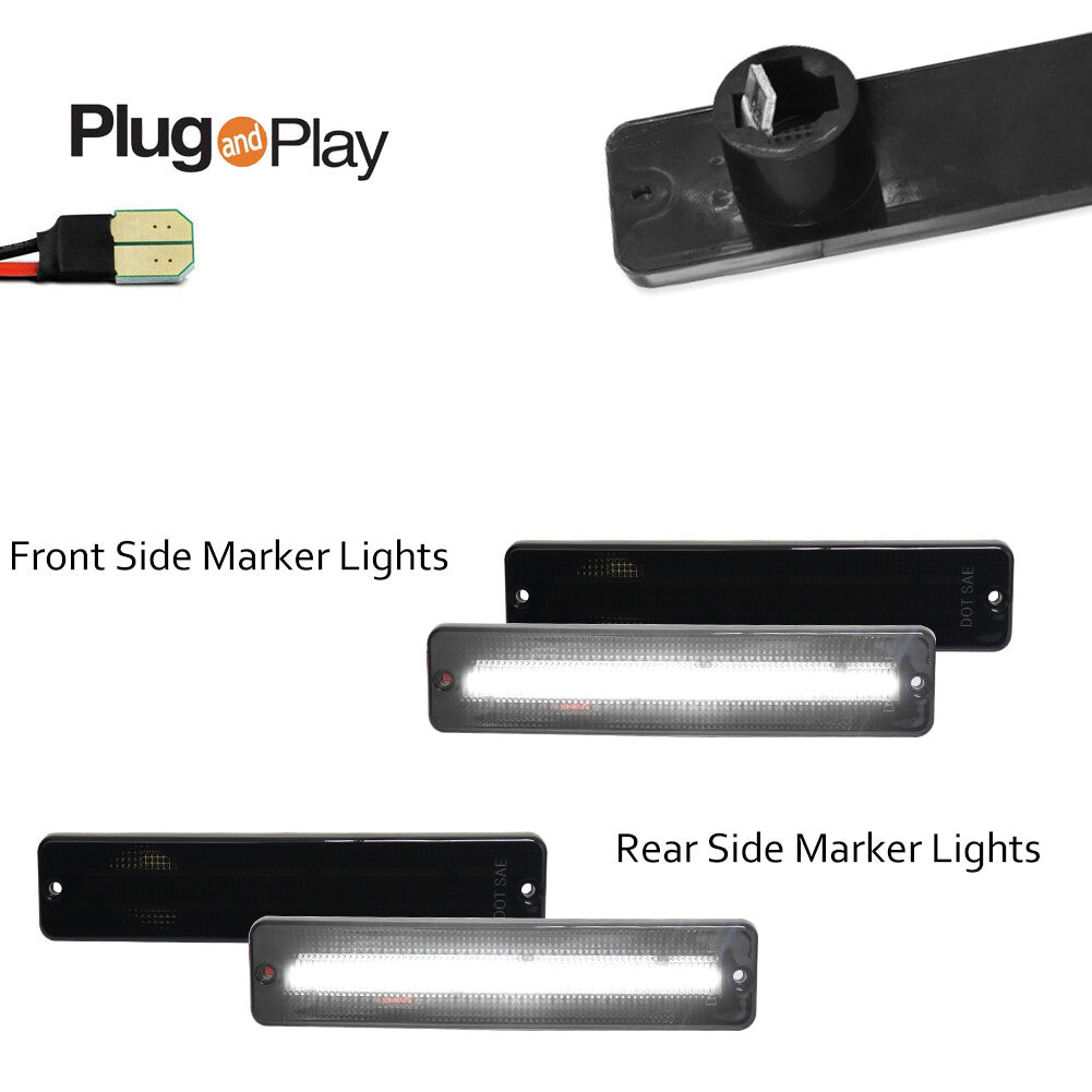 White LED F+R side marker light for Jeep CJ5 CJ6 CJ7 CJ8 SJ Wagoneer J10 J20- v
