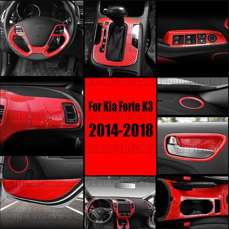 for Kia Forte K3 2014-2016 Red Fiber ABS Central Console Gear Shift Panel Trim