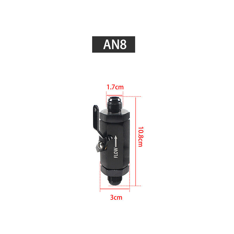 AN8 8AN Black Inline Fuel Shut Off Valve Cut Off Flow Control with Cable Lever