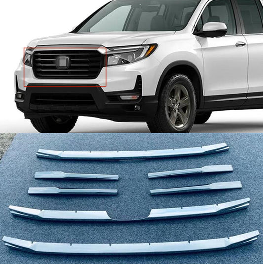 Chrome ABS Front Grill Frame Cover Trims 7pcs Fit For 2021-2023 for Honda Ridgeline
