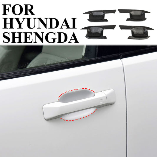 Carbon Fiber Style 4-Door Handles Bowl Cover Trim Bezel for 2025 for Hyundai Santa