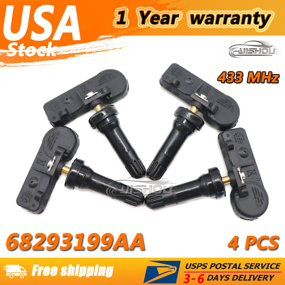(4) 68293199AA TPMS Tire Pressure Monitors Sensor For 2019-22 for Dodge for Ram 1500 DT