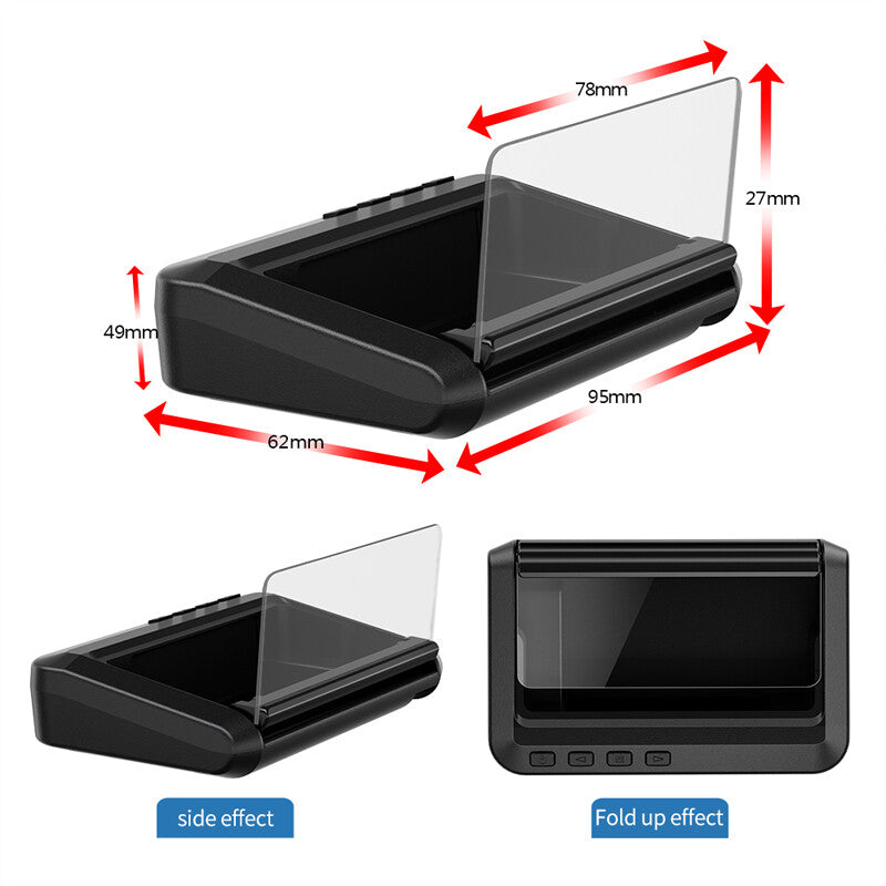 HUD displays vehicle GPS, instrument panel, head-up display, speedometer (MPH, km/h). Universal. n