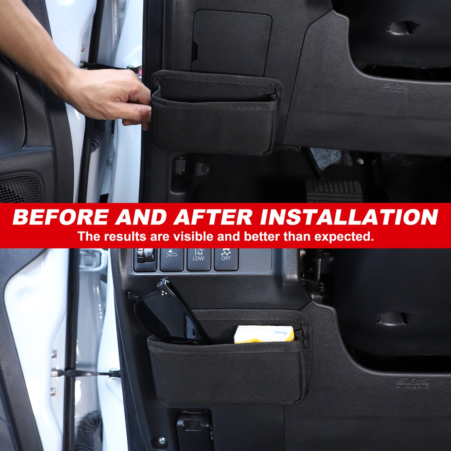 Center Console Driver's Storage Bag for L200 Triton 2019-2023, Black. n