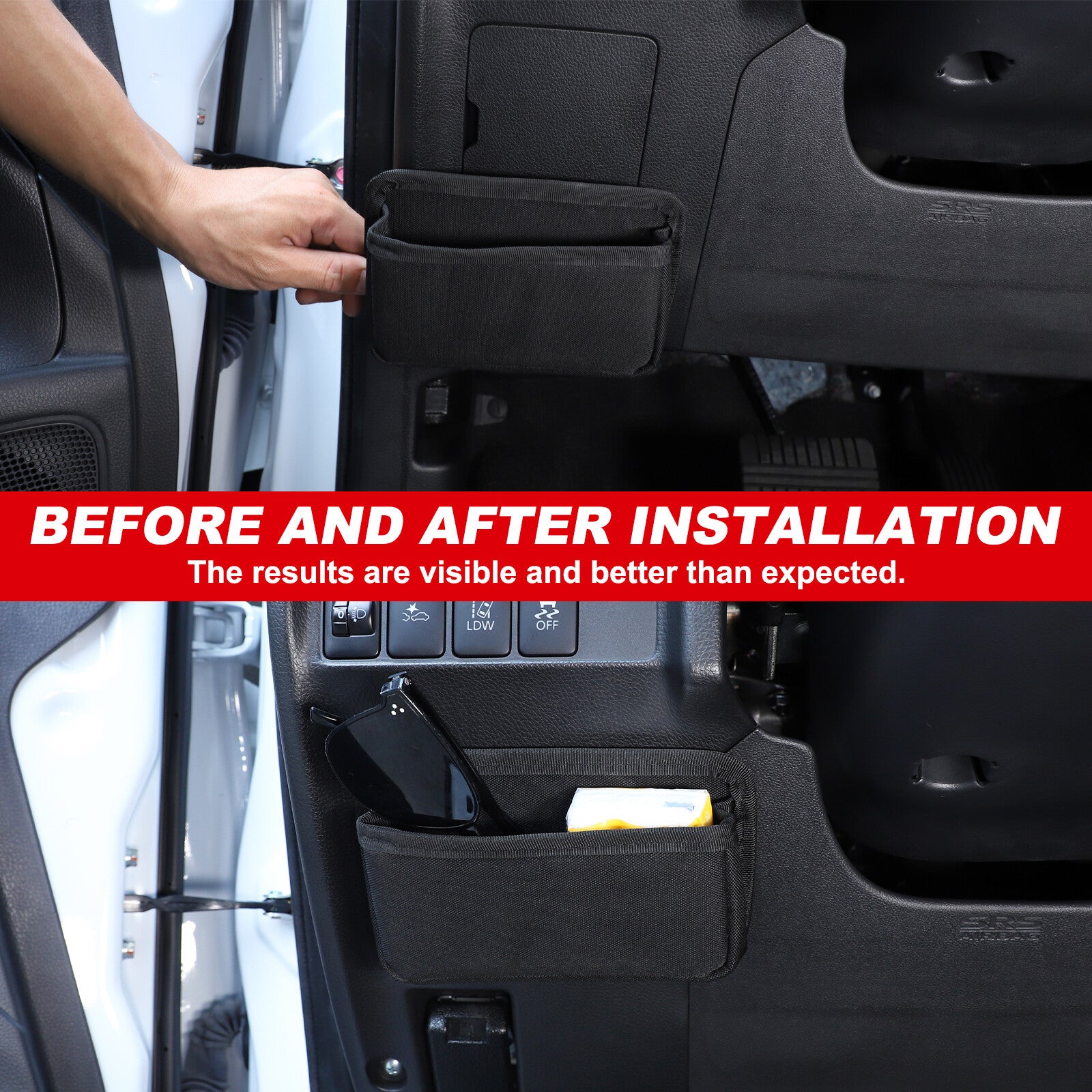 Center Console Driver's Storage Bag for L200 Triton 2019-2023, Black. n