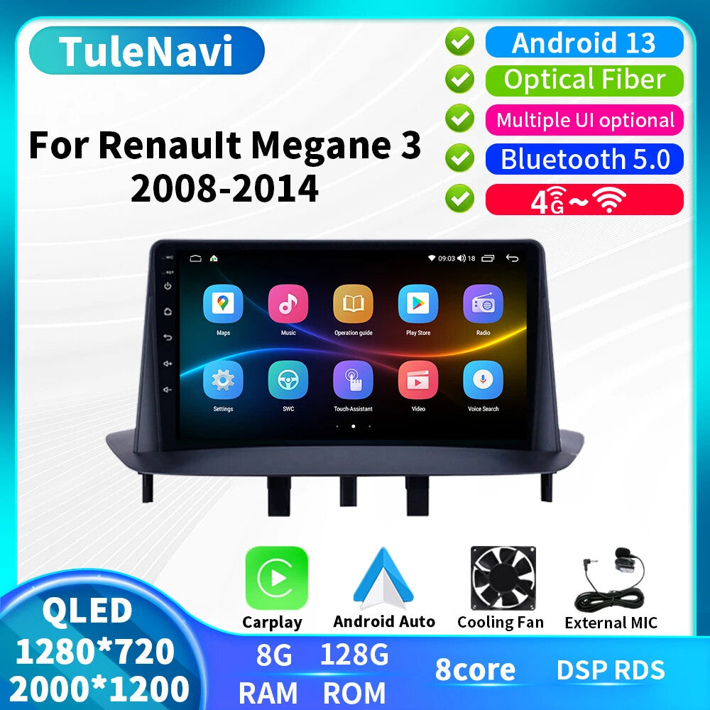 Android for Renault Megane 3 2008-2014 Car Radio CarPlay GPS Multimedia Screen