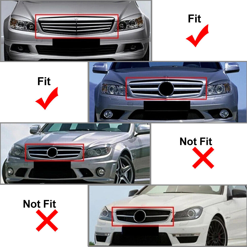 GTR Style Front Bumper Hood Radiator Grille for Benz C Class W204 2007-2014