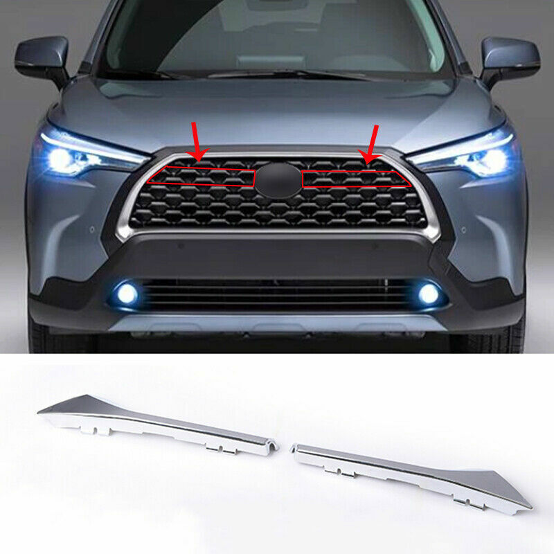 Chrome Front Bumper Grille Grill Cover Trim for Toyota for Corolla Cross 2020-2023