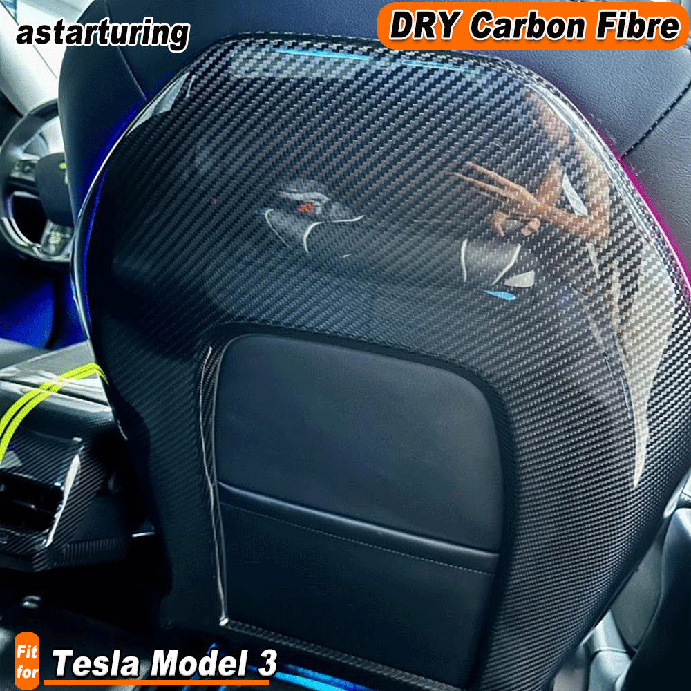 Fit for Tesla Model 3 2016-2022 DRY CARBON FIBRE for Seat Back Cover Interior Trim