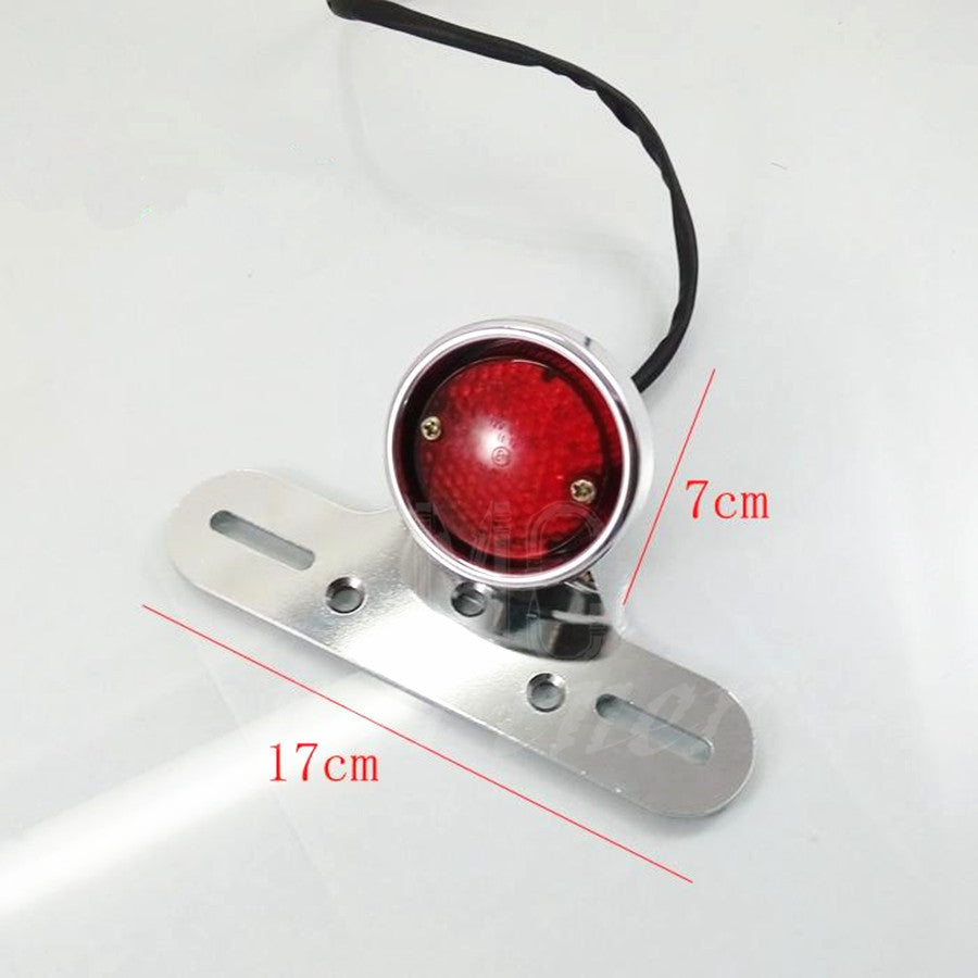 Chrome Motorcycle LED Tail Brake Light License Plate for Harley Bobber Chopper Q
