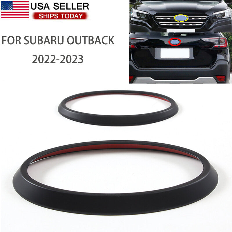 Matte black front and rear badge emblem trim for Subaru Inland 2022 - 2024 2 pieces - n