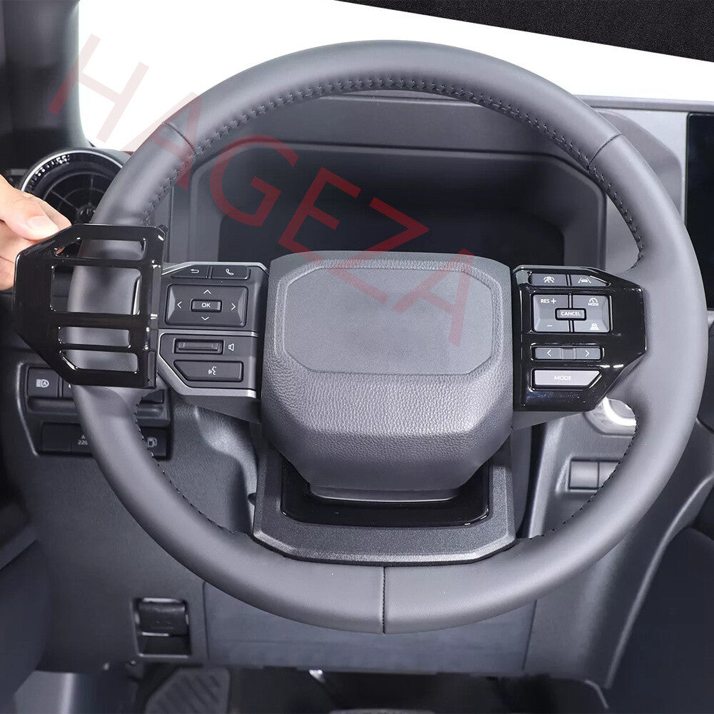 Gloss Black ABS Steering Wheel Button Trim For Toyot@ for Land Cruiser LC250 2024-25
