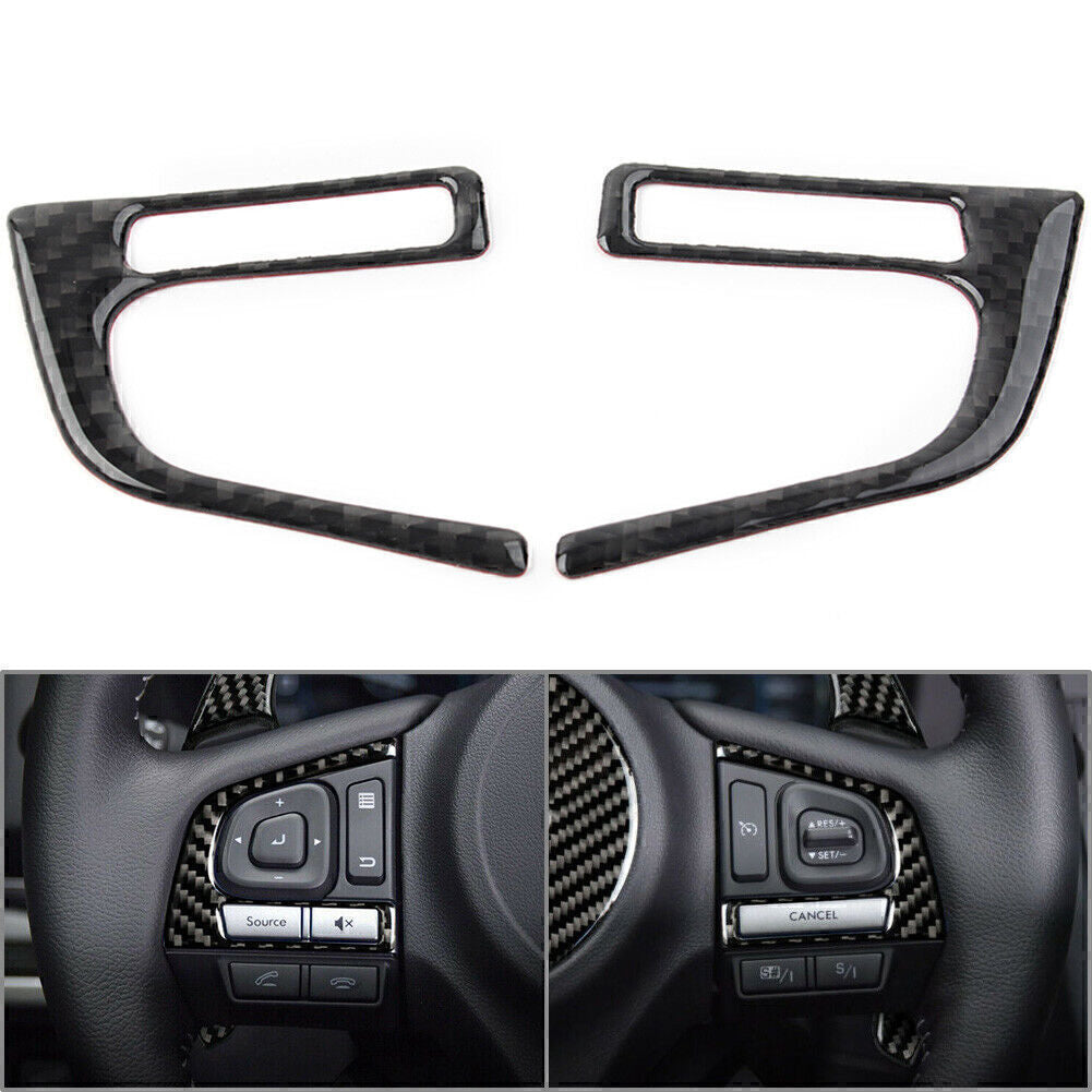 Carbon Fiber Steering Wheel Button Trim Cover for Subaru Forester 2013-2018 2017
