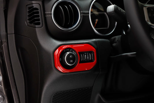 for Jeep for Wrangler JL JT 2018+ Headlight Switch Button Trim Accessories Red ABS
