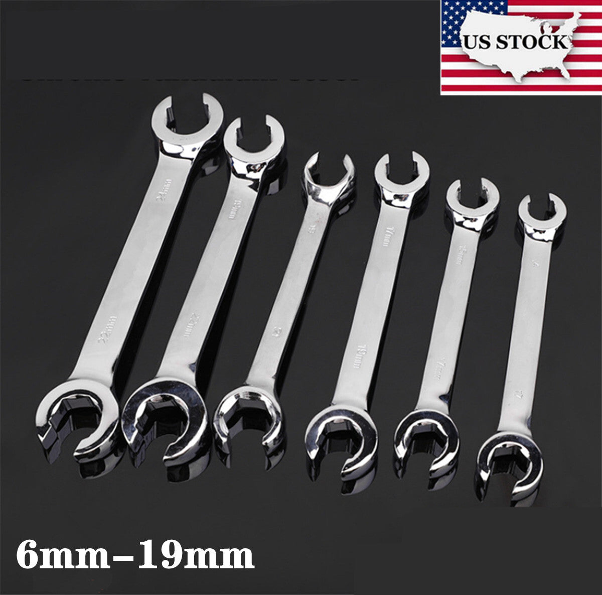 6Pcs Metric Flare Nut Spanner Wrench Set For Brake / A/C/ Diesel Lines Injectors Q