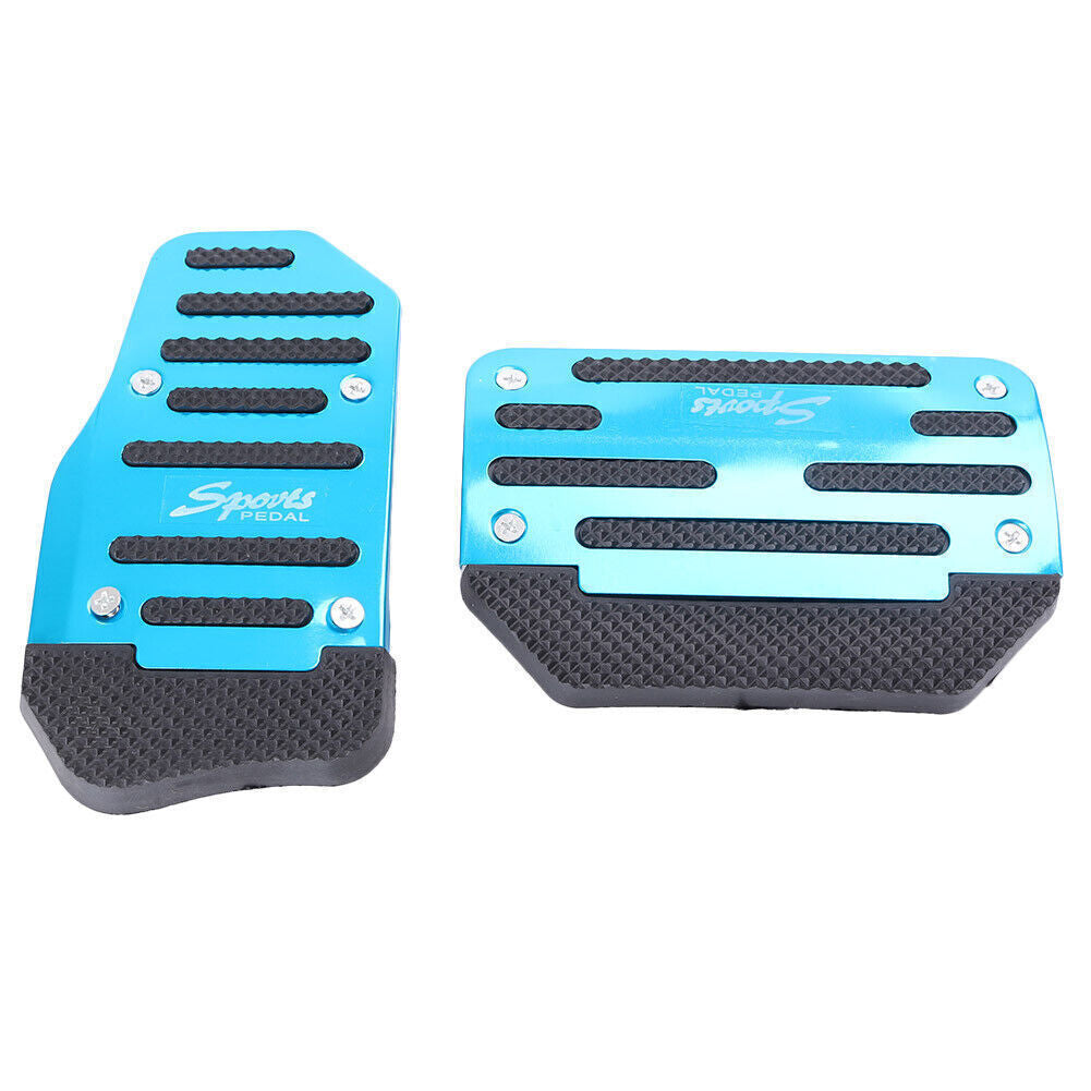 Manual Brake Footrests Sport Foot Pedals Aluminum Anti-slip Auto Car Set Blue