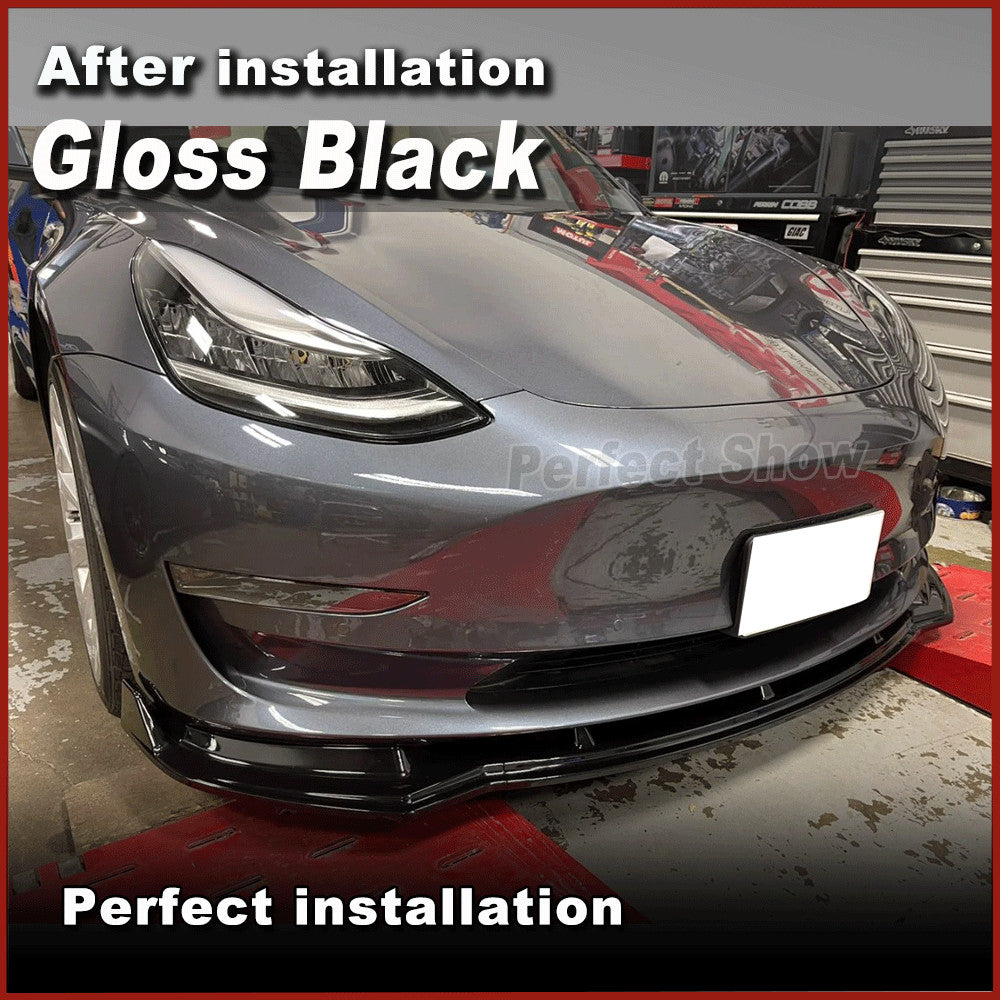 Fit for Tesla Model 3 Sedan 2017-2024 Gloss Black Front Bumper Lip Chin Spoiler