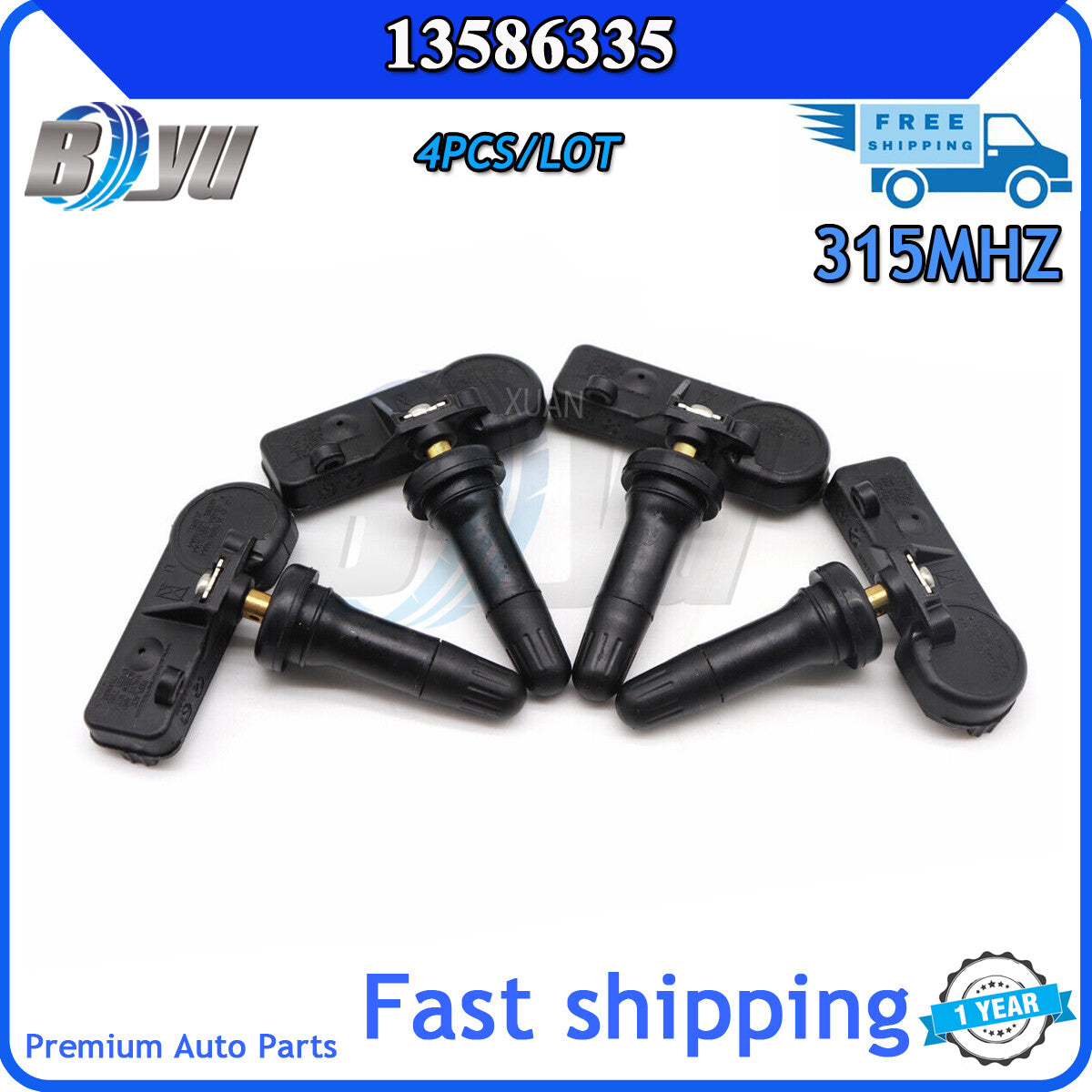 4-piece TPMS (Tire Pressure Monitoring System) sensor kit 13586335, suitable for GMC and for Buick vehicles. v