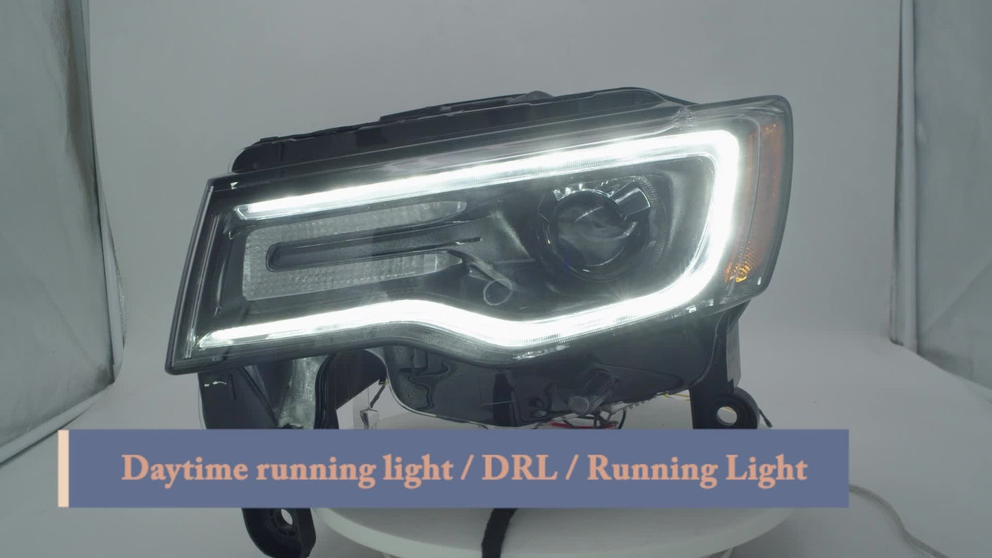 2P Suitable for 2017-2021 for Jeep Grand Cherokee Black HID/Xenon Headlights with LED DRL