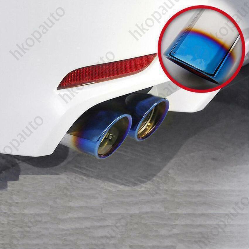 For 18-2023 for Toyota for Camry Blue Steel Rear Round Exhaust Pipe Tail Muffler Tip 2P