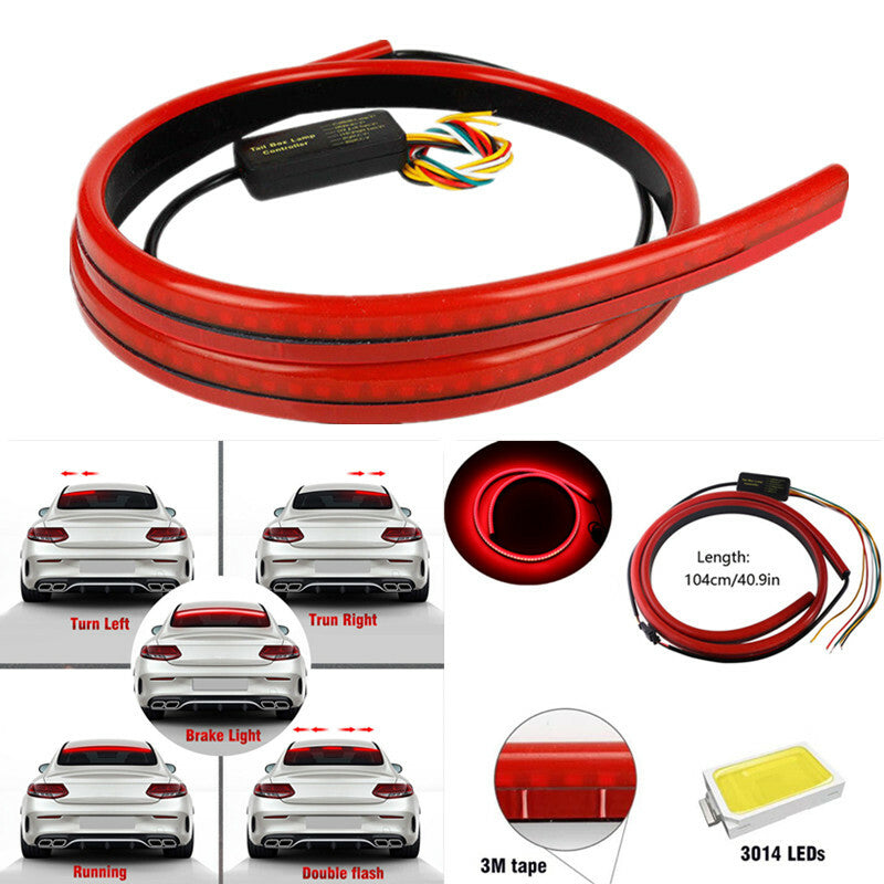 Car 103cm Flexible Rear Dynamic Streamer Stop Brake Light LED Signal Lamp Bar