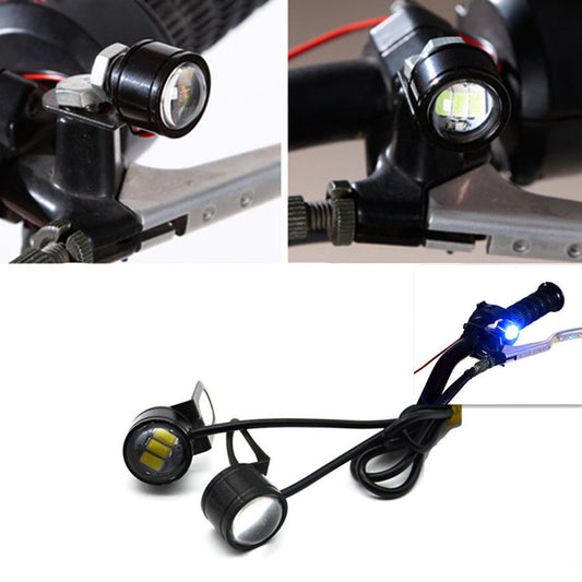 Moto Mirror Spotlight 2Pc Blue LED Handlebar Daytime Driving Fog Lamp Charming