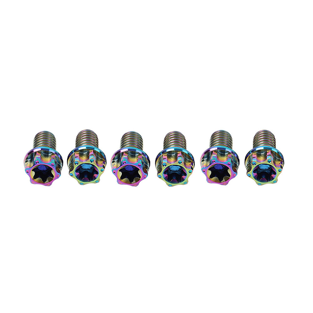 6pcs Bolts Torx Head Flange Screws M8x35mm Rainbow For Motorcycle Bike