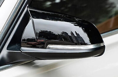 for BMW F30 F35 2014-18 Gloss Black OX Horn Rear View Side Mirror Cover Trim 2P