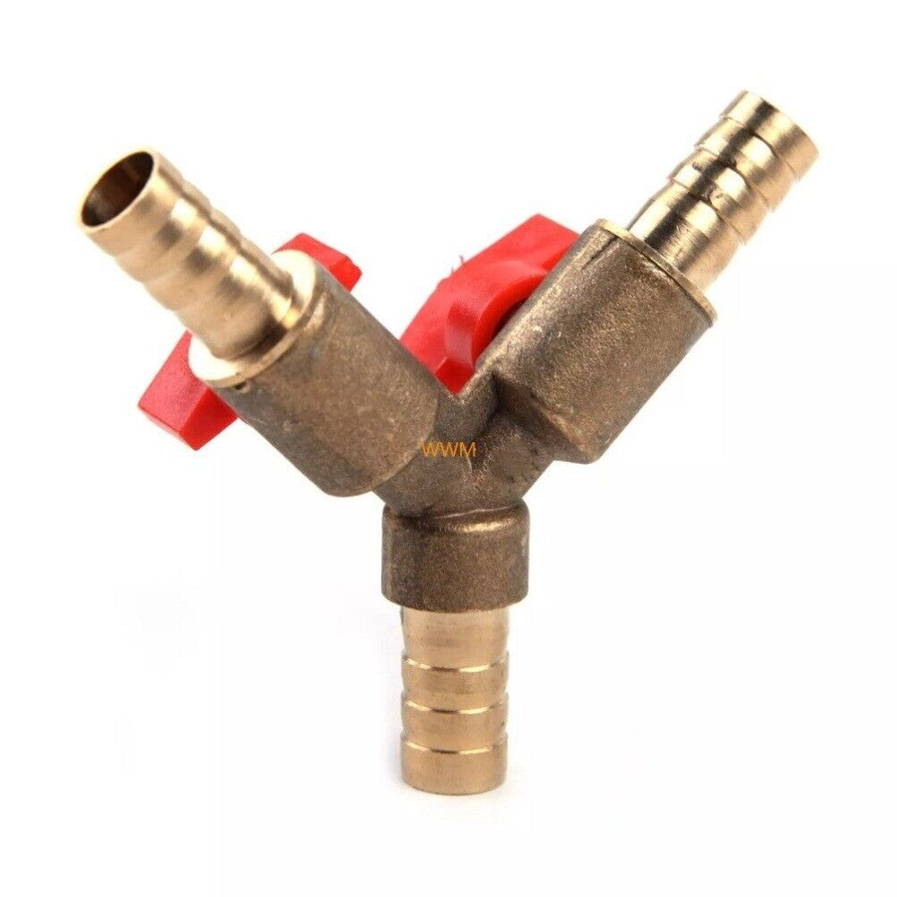 Brass 3/8 10mm Y 3-Way Hose Connector Shut off Ball Valve for Fuel Gas Fitting. n
