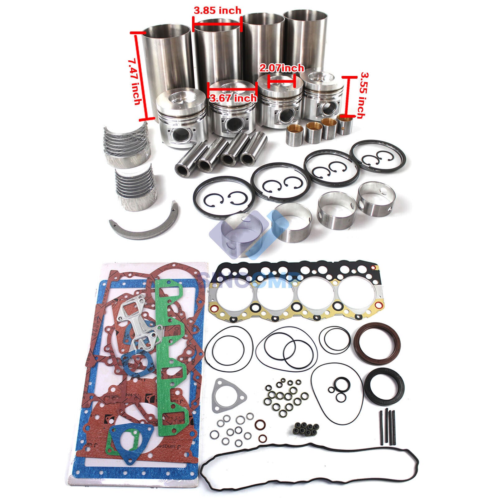 Engine Piston Rebuild Kit 3044 S4S for Mitsubishi Forklift NO.815 TCM Complete