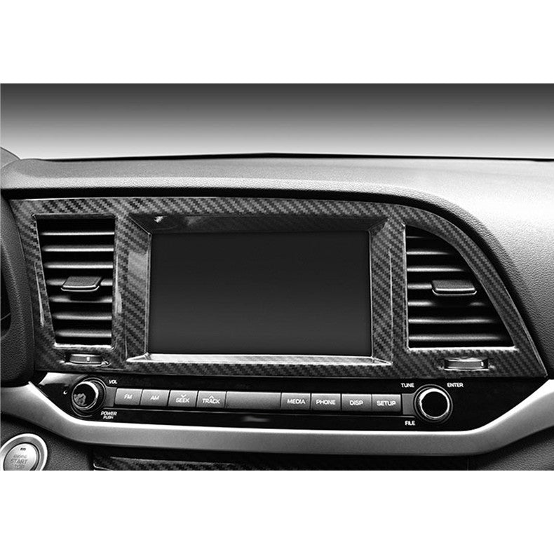 for Hyundai for Elantra 2017-2018 Carbon Fiber Central Console Navigation Frame Trim