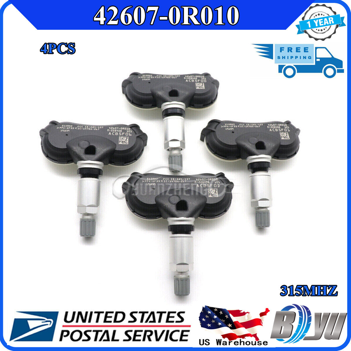 42607-0R010 4-pack Tire Pressure Monitoring System (TPMS) Sensors for Highlander RAV4 US- v