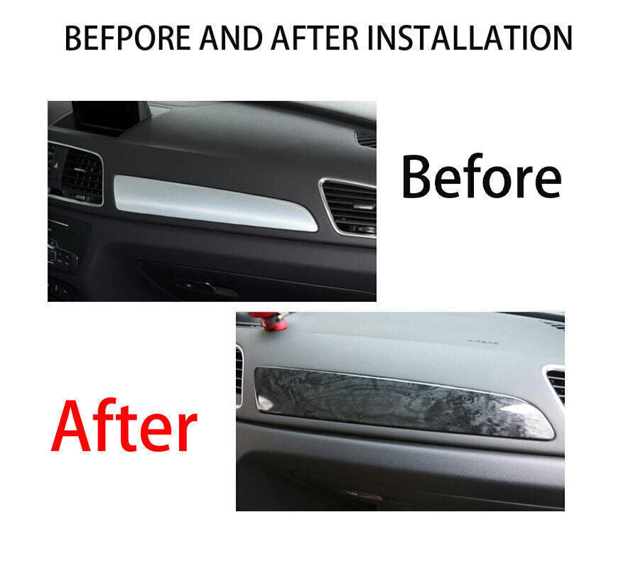 1P Middle Console Dashboard Strip Trim Fit for Audi Q3 2015-18 Black Wood Grain