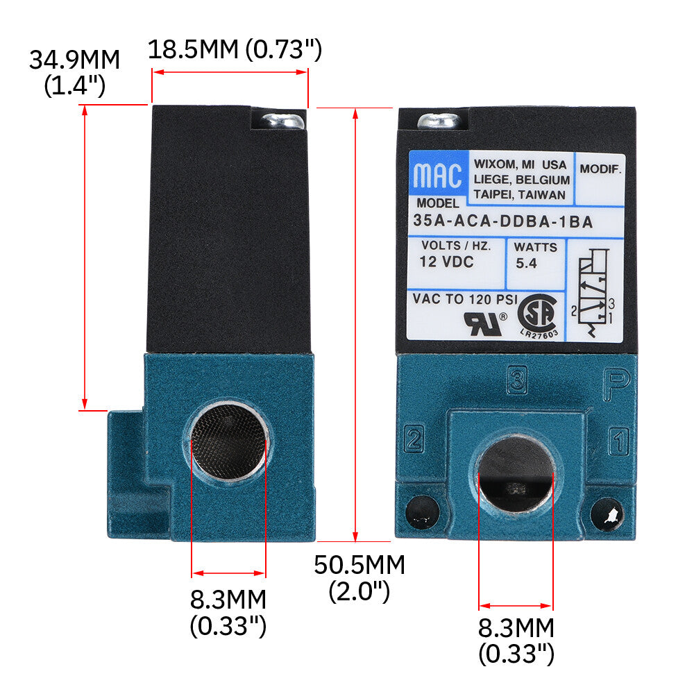 MAC 3 Port Electronic Boost Control Solenoid Valve 12V 35A-AAA-DDBA-1BA 5.4W ECU