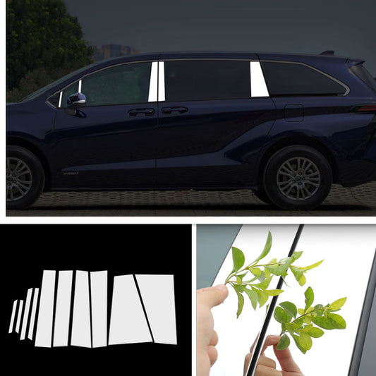 Silver Steel Side Pillar Posts Window Door Trim Cover For 2021-24 for Toyota for Sienna