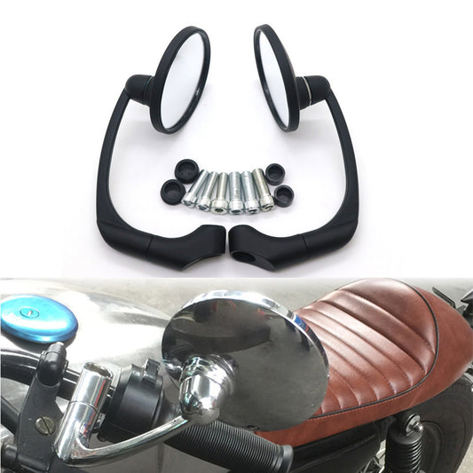 Motorcycle Black Retro Round Rearview Side Mirror For GN125 Cafe Racer Custom Q