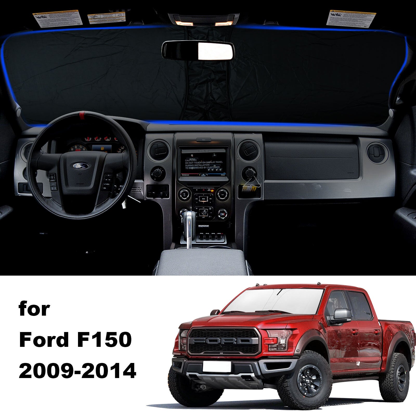 Custom-made windshield sunshade and UV protection cover for 09-14 trucks. n