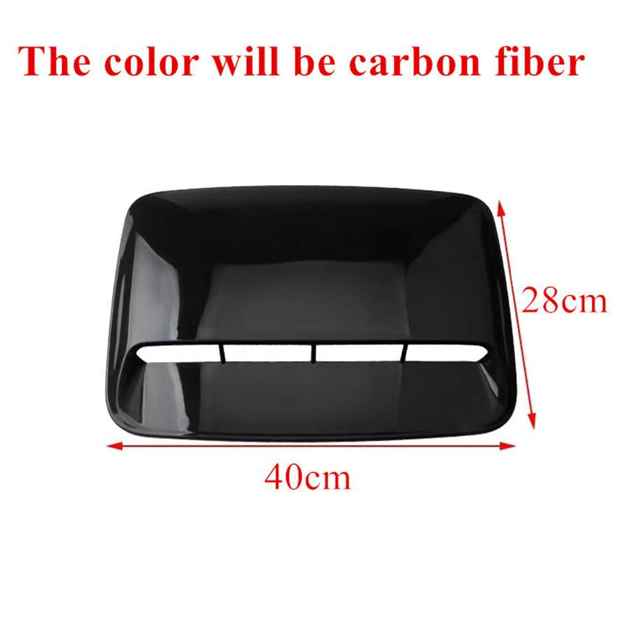 Car Hood Scoop Vent Bonnet Air Flow Intake Cover Decor Carbon Fiber Look Trim Q