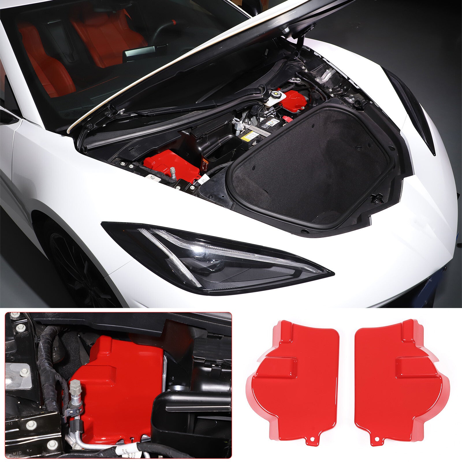 Red engine mount shockproof panel cover trim for Corvette C8 Z51 Z06 2020-24 n