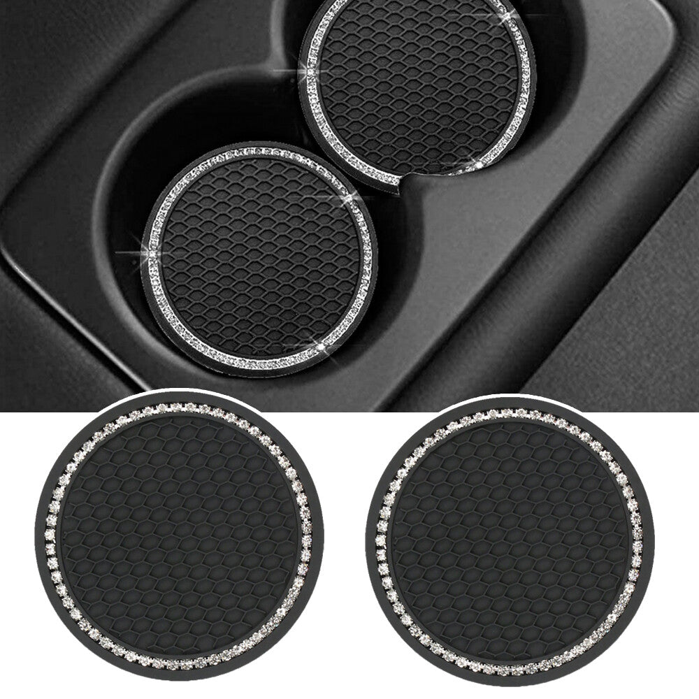 2x Universal Car Bling Cup Holder Insert Rhinestone Coaster Interior Accessories