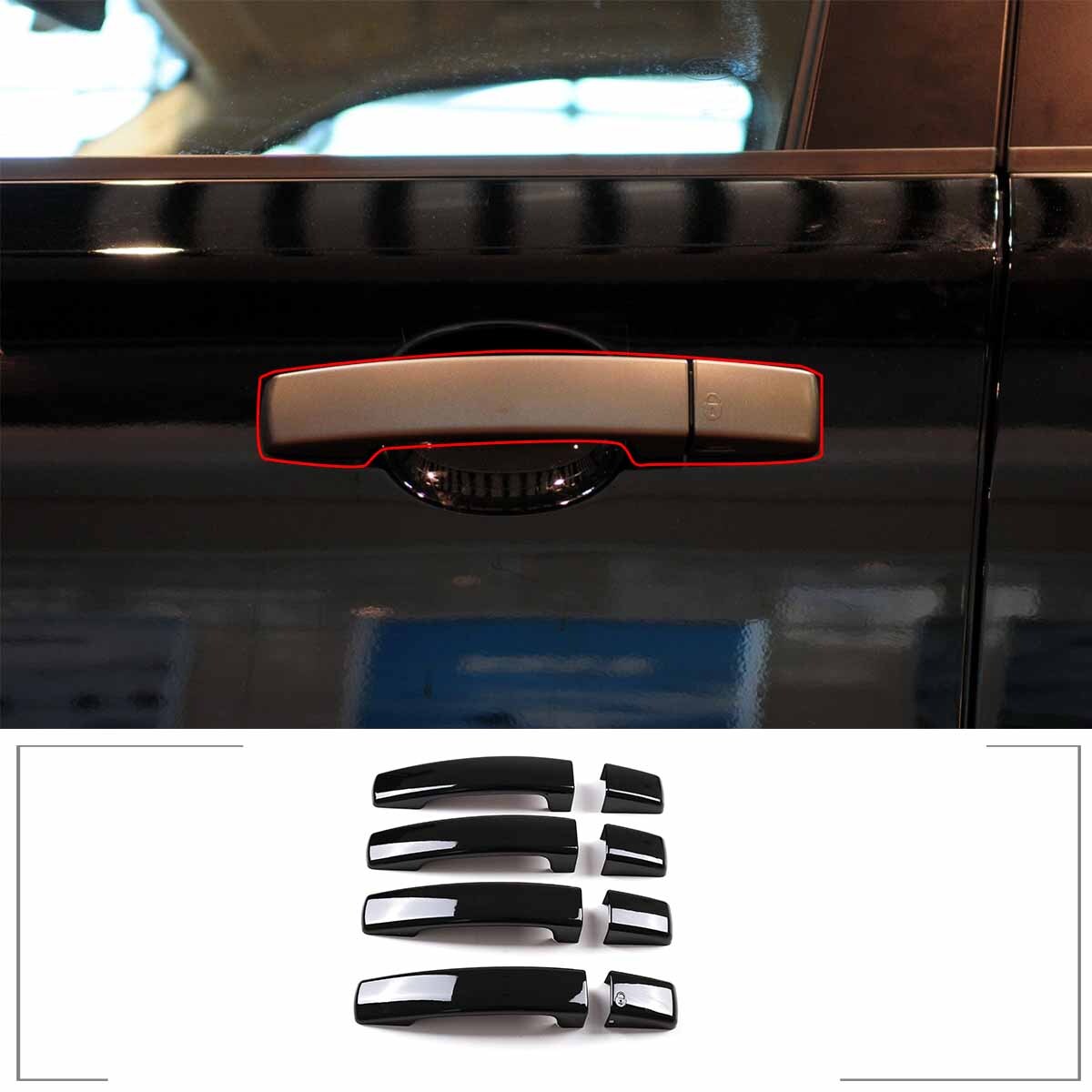 Sleek black door handle cover trim for Land Rover L320 LR2 LR3 2005 06-09- n