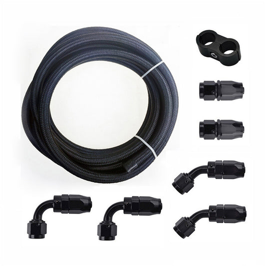 AN8-8AN Hose End Fitting Aluminum Strap Nylon Braided Oil Fuel Hose Line 9.8 ft