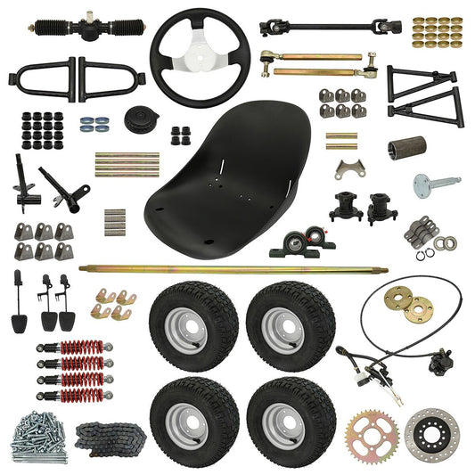 GO KART Rear Axle Steering Gear Rack Pinion Tie Rod Steering Control Swing Arms