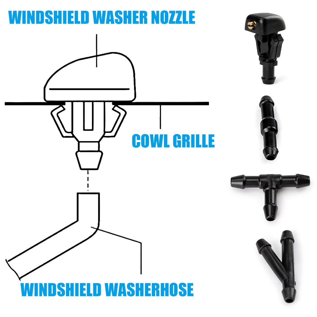 2-Piece Windshield Washing Machine Liquid Nozzle for Ford F-150 2004-2014 3W7Z17603AA