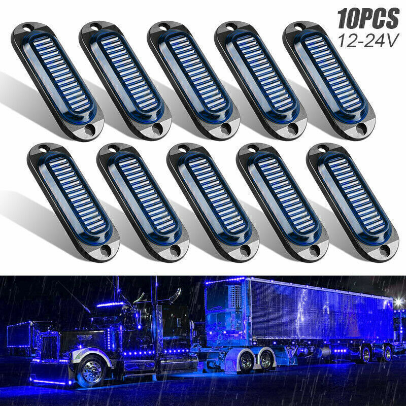 10X LED Blue Side Marker Lights Clearance Lamp Trailer Truck RV Caravan Boat