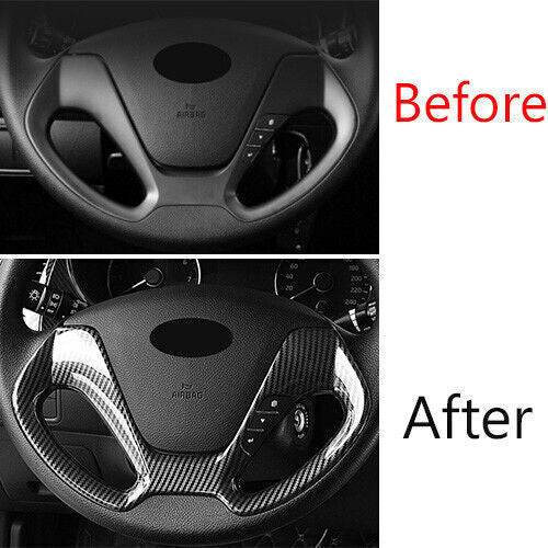 Inner Steering Wheel Frame Cover Trim 1 for Kia K3 2014-2018 Black Carbon Fiber